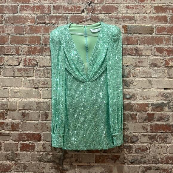 Ieena for Mac Duggal Sequin Blouson Sleeve Dress Size 6 - Picture 9 of 13